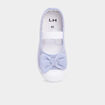 Babies en toile &agrave; noeuds bout renforc&eacute; bleu ciel fille