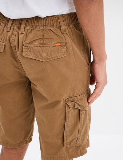 Short cargo poches à rabat coton marron clair homme