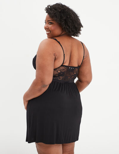 Combinette avec dentelle noir femme grande taille
