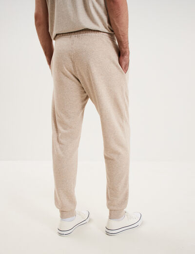 Pantalon jogging droit molleton beige homme