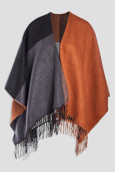 Poncho à franges multicolore femme