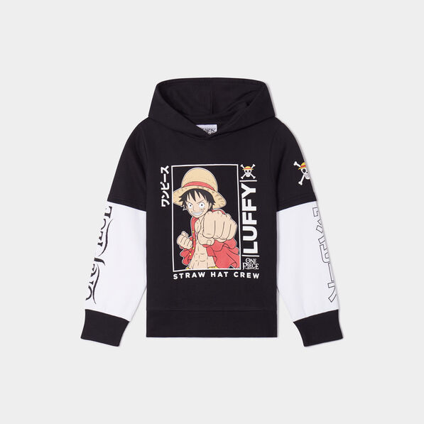 Sweat à capuche hoodie One Piece Luffy noir garçon