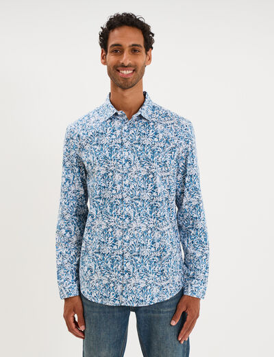 Chemise ajust&eacute;e manches longues bleu homme