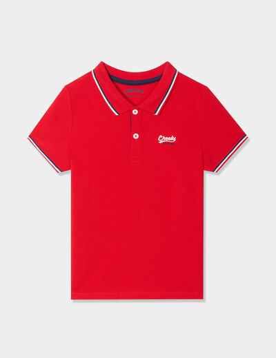 Polo manches courtes coton Creeks rouge garçon