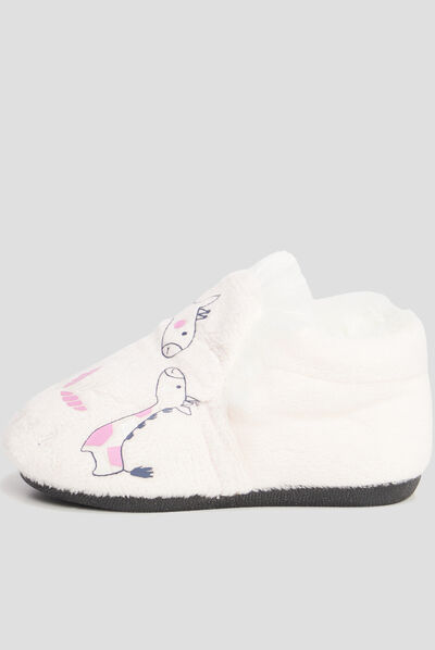 Chaussons motif girafe rose bébé fille