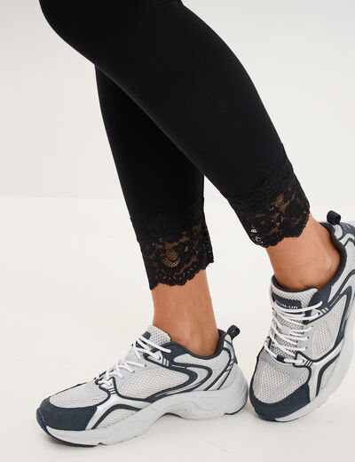 Legging 7/8&egrave;me avec dentelle noir femme