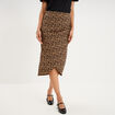 Jupe longue portefeuille stretch beige femme