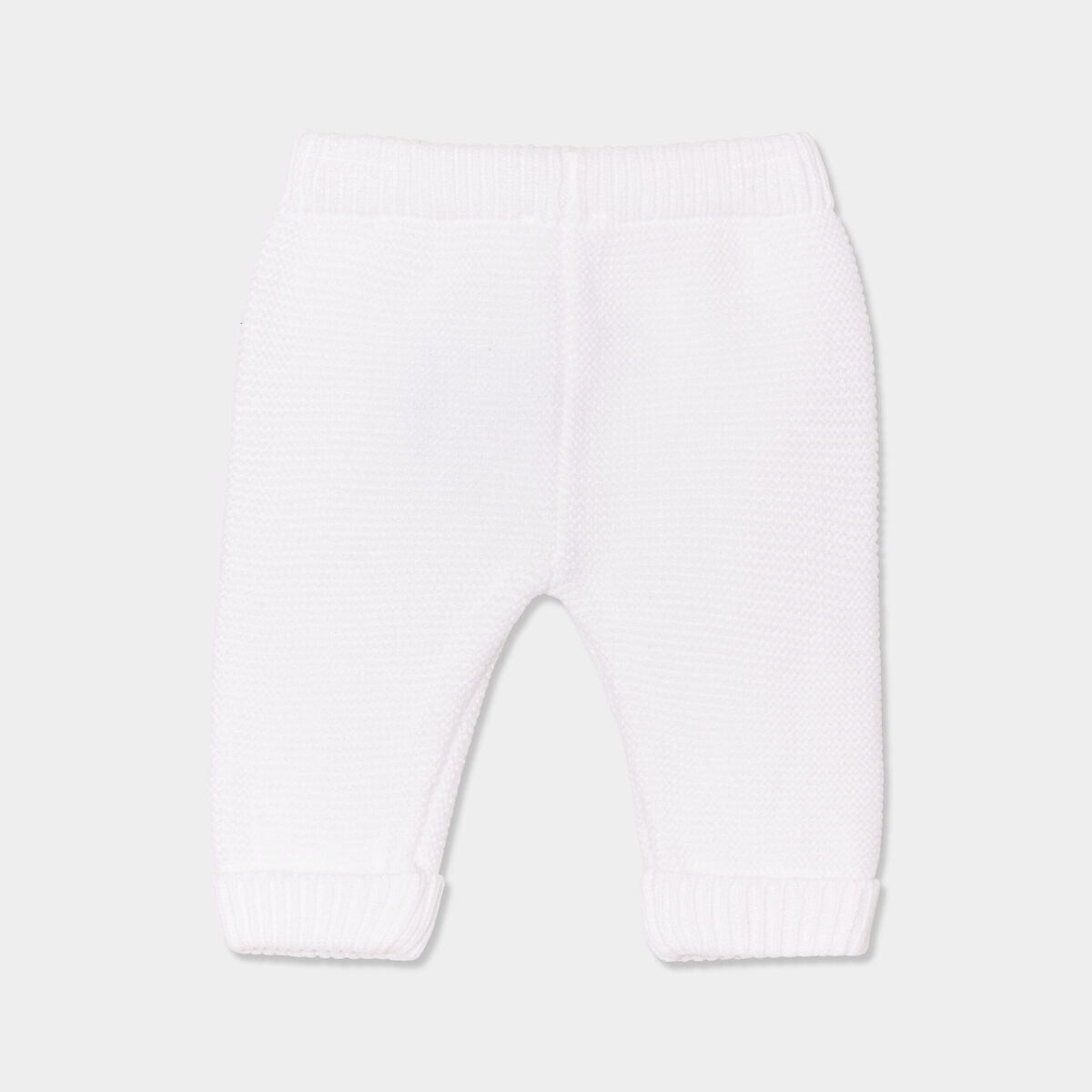 Pantalon tricot taille &eacute;lastiqu&eacute;e blanc b&eacute;b&eacute;
