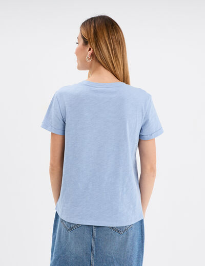 T-shirt manches courtes coton denim baby bleu femme