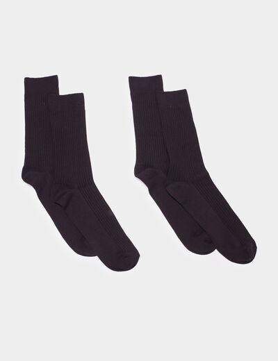 Lot 2 paires chaussettes côtelées noir homme