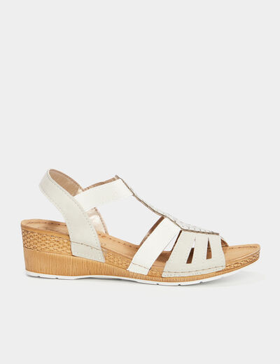 Sandales compensées cuir Confortissimo blanc femme