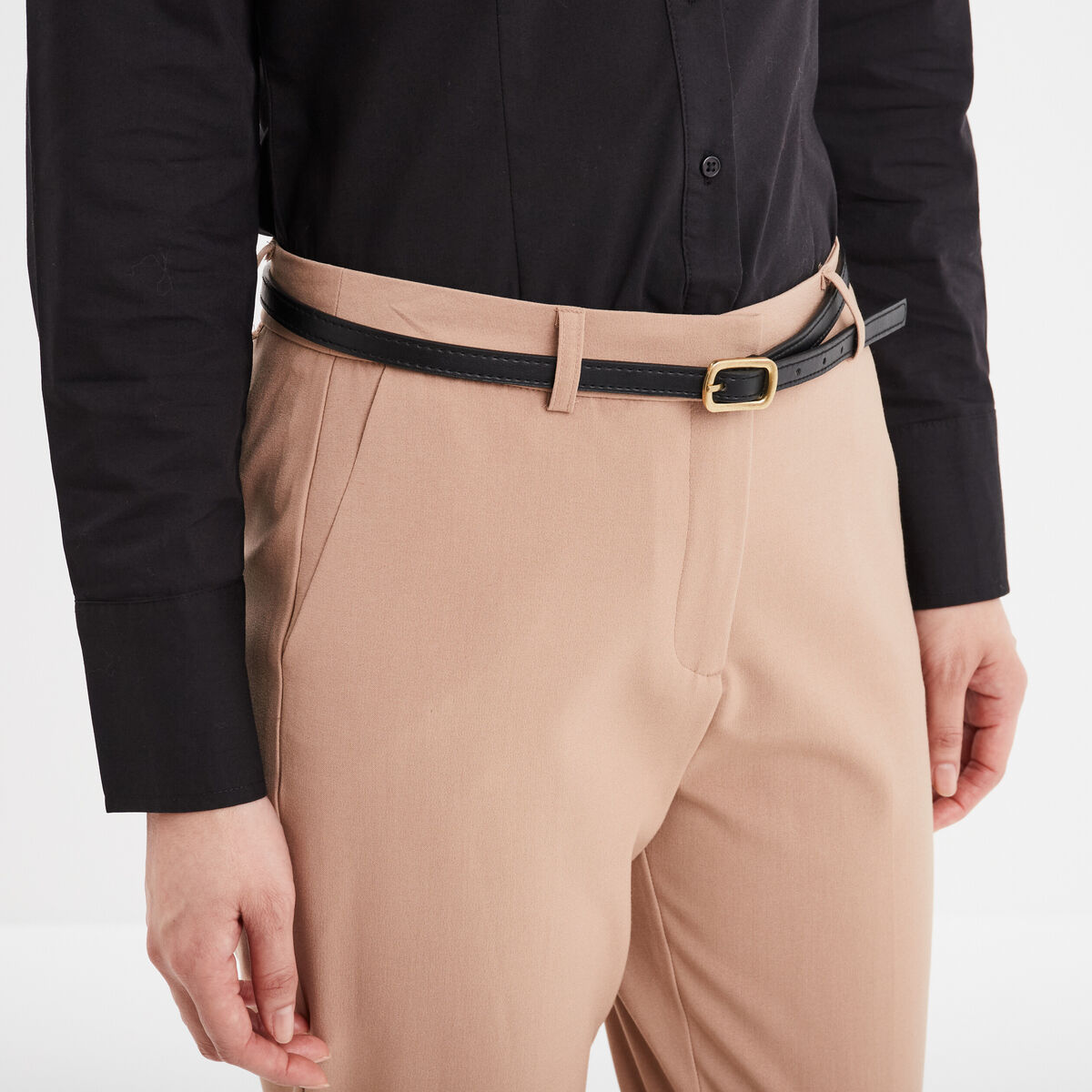 Pantalon city stretch 7/8ème marron femme