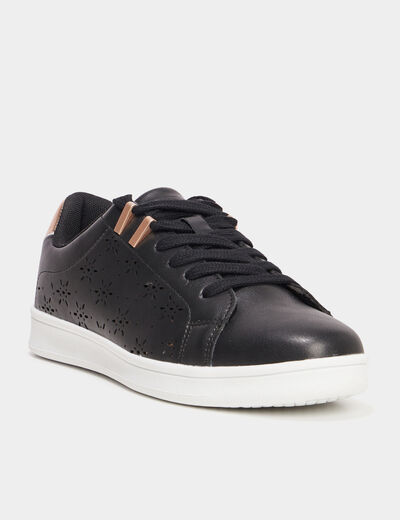 Tennis basses perforées Creeks noir femme