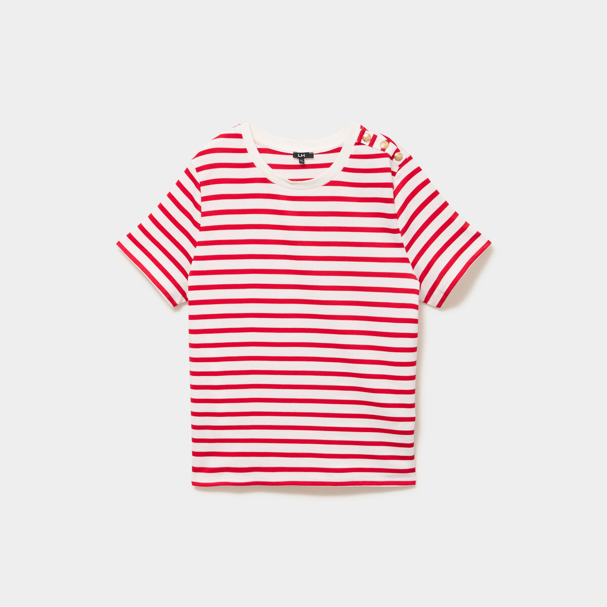T-shirt manches courtes avec boutons ecru femme grande taille