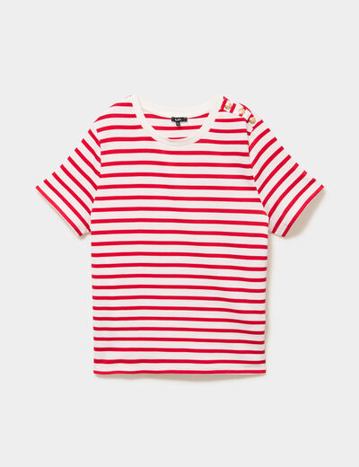 T-shirt manches courtes avec boutons ecru femme grande taille