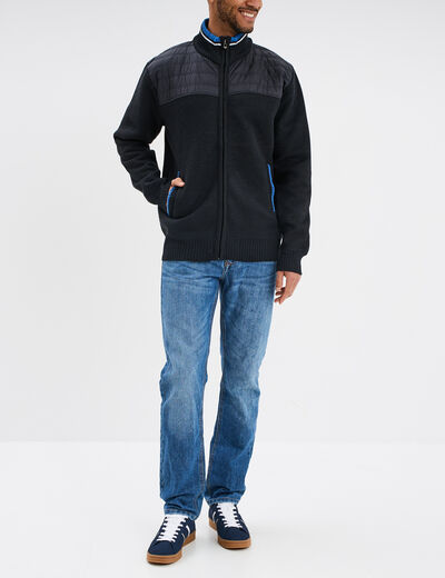 Gilet doublé col camionneur Trappeur bleu foncé homme