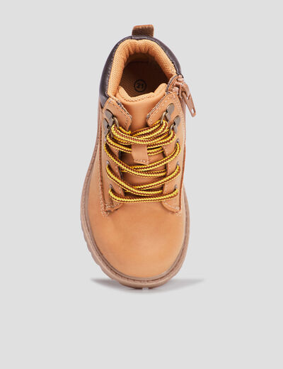 Boots crantées zippées à lacets Bali jaune bébé garçon