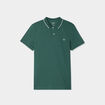 Polo manches courtes bords contrastés vert canard homme