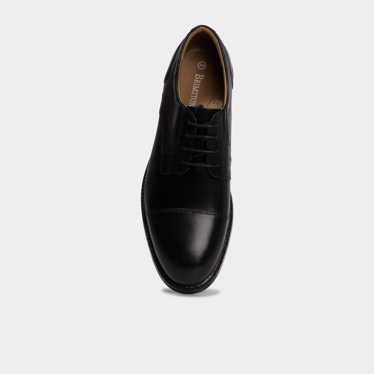 Derbies en cuir &agrave; bout rond noir homme