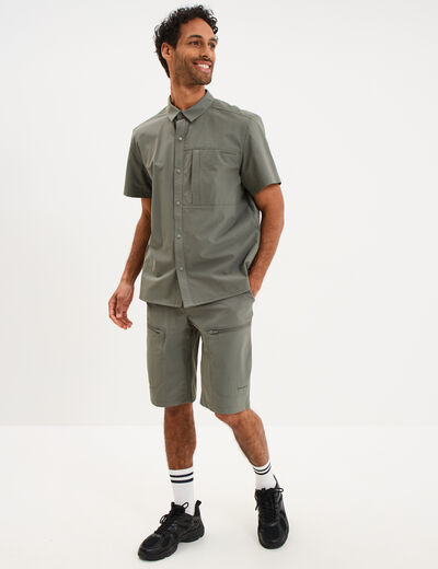 Chemise d&eacute;perlante droite stretch gris homme