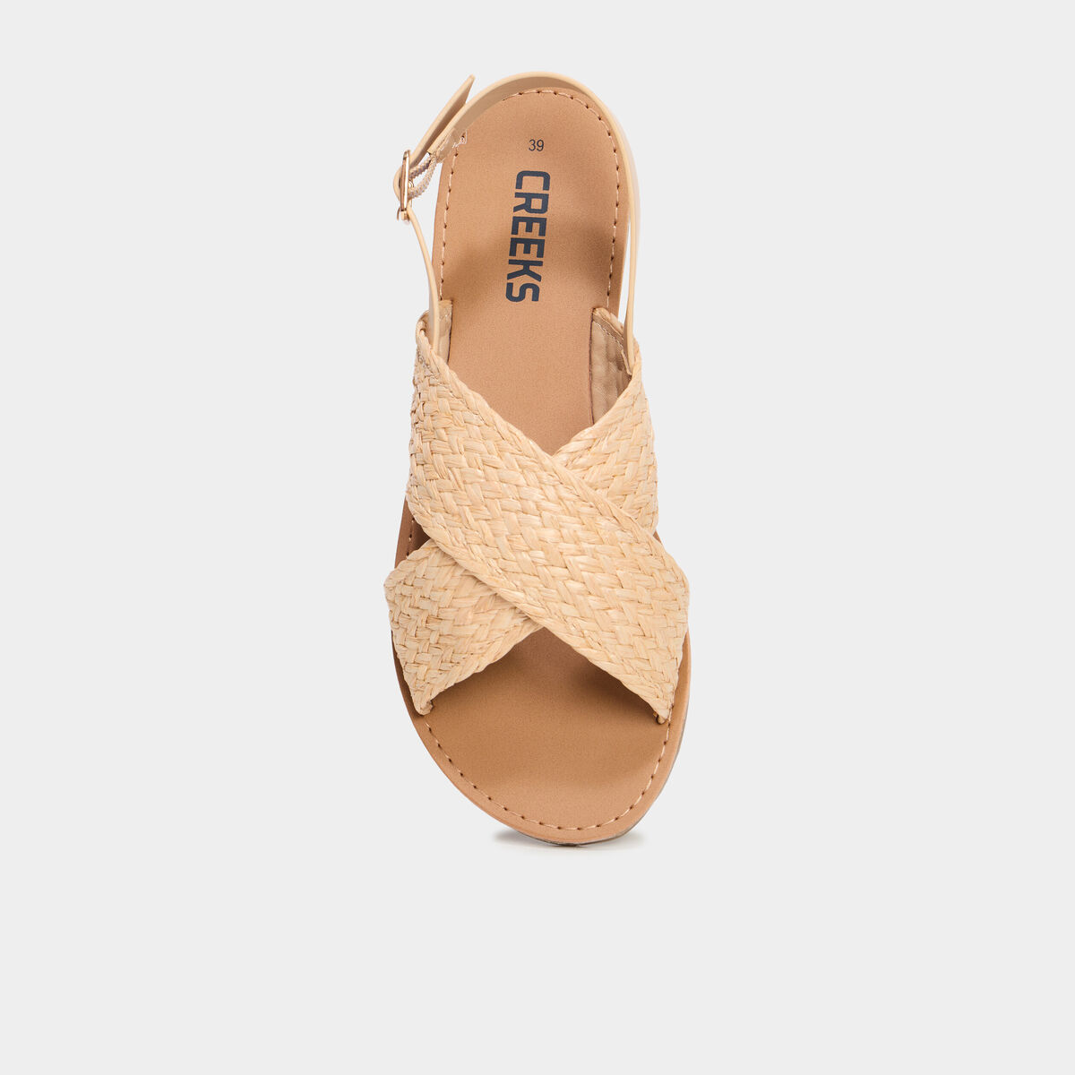 Sandales brides tressées croisées sable femme