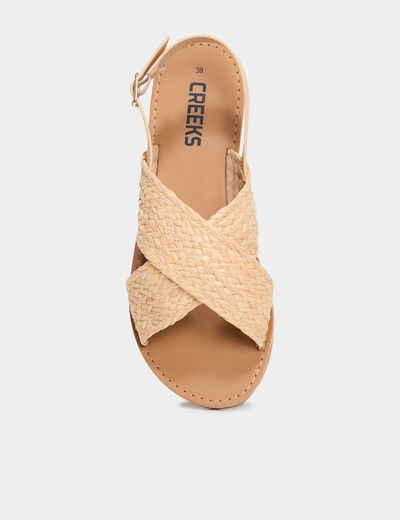 Sandales brides tressées croisées sable femme