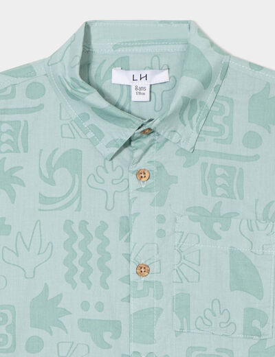 Chemise manches courtes vert kaki garçon