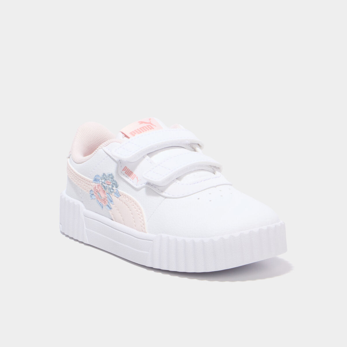 Tennis &agrave; scratchs Puma Carina 3.0 Floral rose clair fille