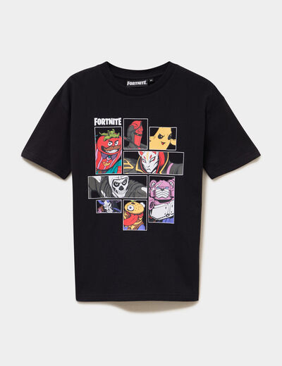 T-shirt &agrave; manches courtes coton Fortnite noir gar&ccedil;on