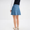 Jupe plissée courte en jean denim double stone femme