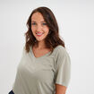 T-shirt manches courtes col V vert kaki femme grande taille