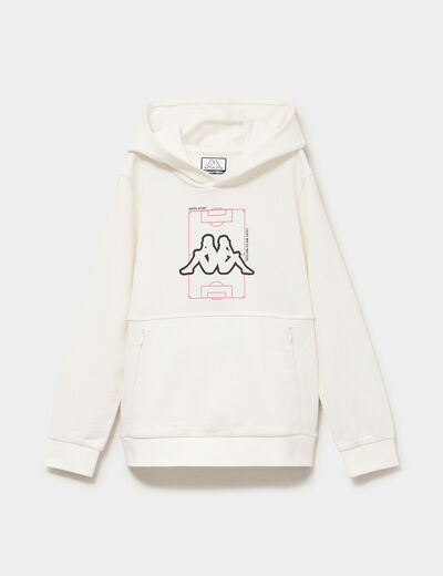 Sweat hoodie poches zipp&eacute;es Kappa blanc gar&ccedil;on