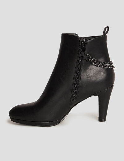 Bottines détails chaînes à talons noir femme