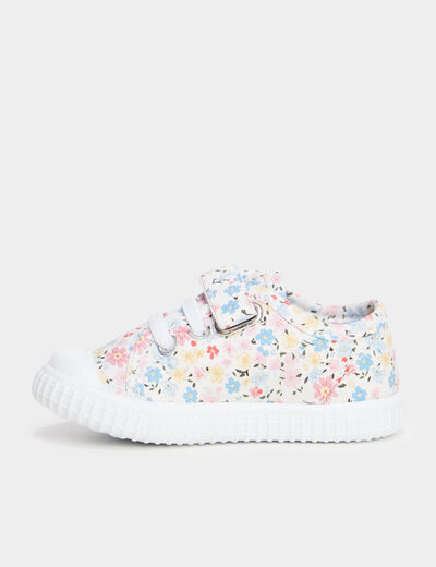 Tennis basses en toile à scratchs multicolore bébé fille