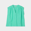 Blouse sans manches col tunisien coton vert menthe femme
