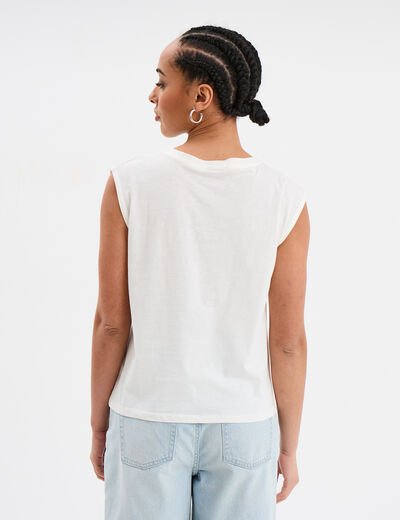 Débardeur noué sans manches coton blanc femme