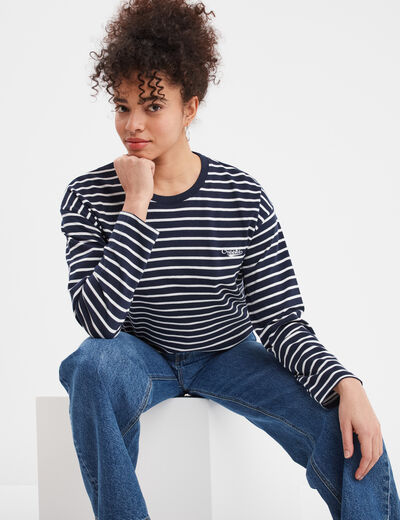 T-shirt manches longues Creeks bleu marine femme