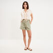 Short mom ceinture cordon coton vert kaki femme