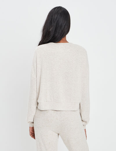 Sweat manches longues chiné sable femme