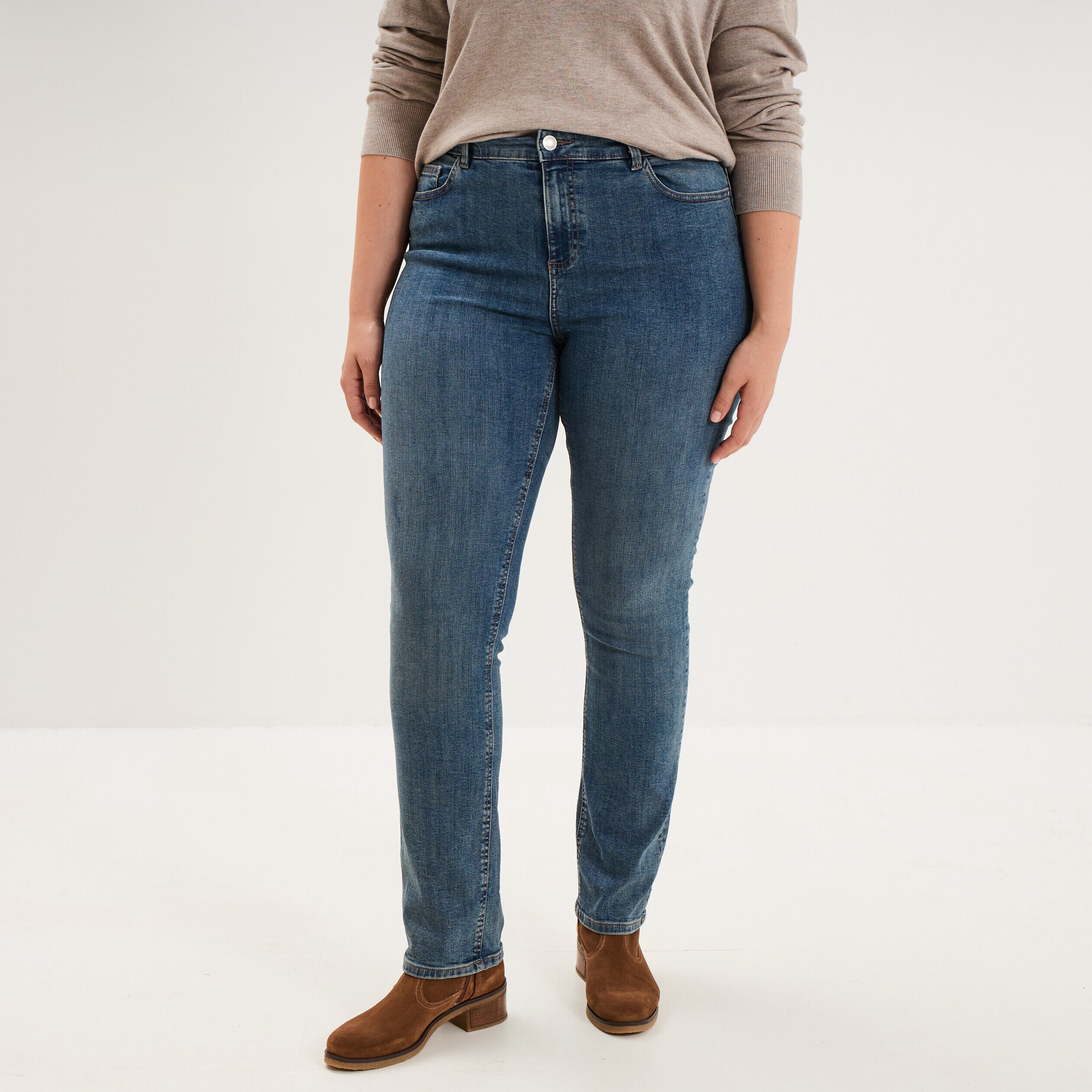 Jeans droit taille haute denim dirty femme grande taille CREEKS