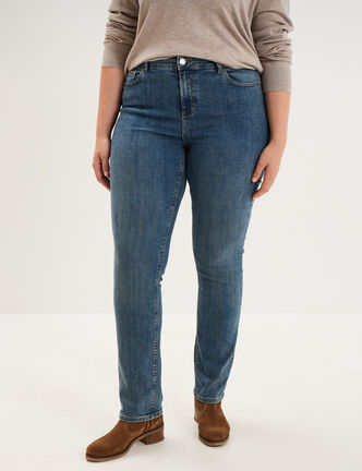 Jeans droit taille haute denim dirty femme grande taille