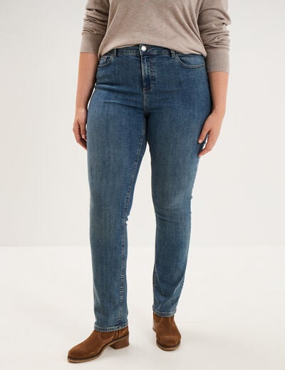 Jeans droit taille haute denim dirty femme grande taille