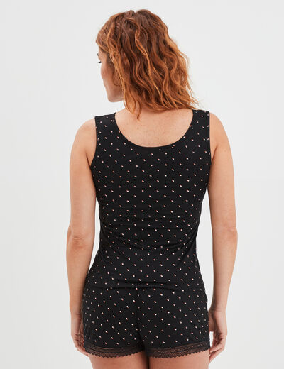 Haut de pyjama débardeur noir femme