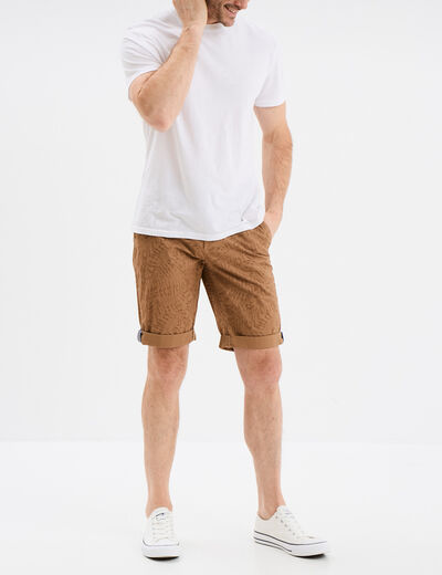 Bermuda short chino droit coton stretch sable homme