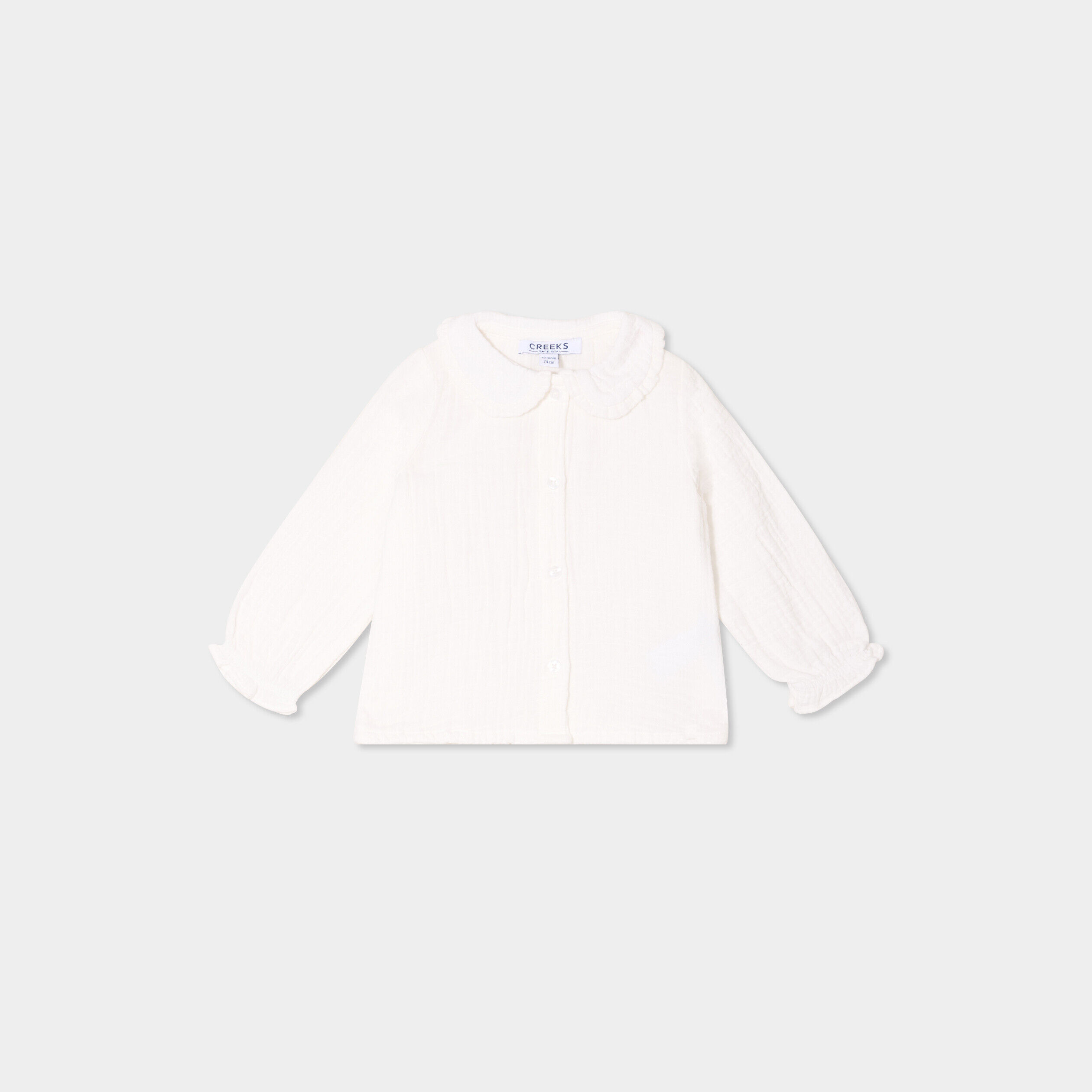 Blouse col claudine gaze de coton blanc bébé fille CREEKS