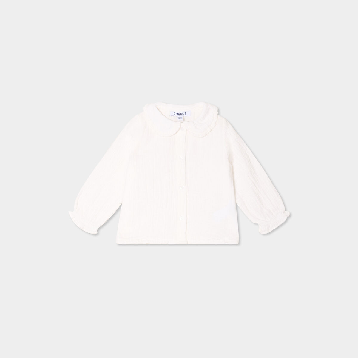 Blouse col claudine gaze de coton blanc bébé fille