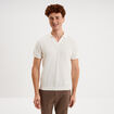 Polo manches courtes textur&eacute; coton blanc homme