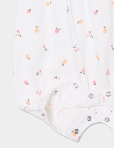 Ensemble combinaison avec bandeau coton ecru bébé fille