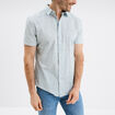 Chemise droite manches courtes coton vert pastel homme