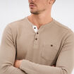 T-shirt col tunisien 1 poche Trappeur taupe homme